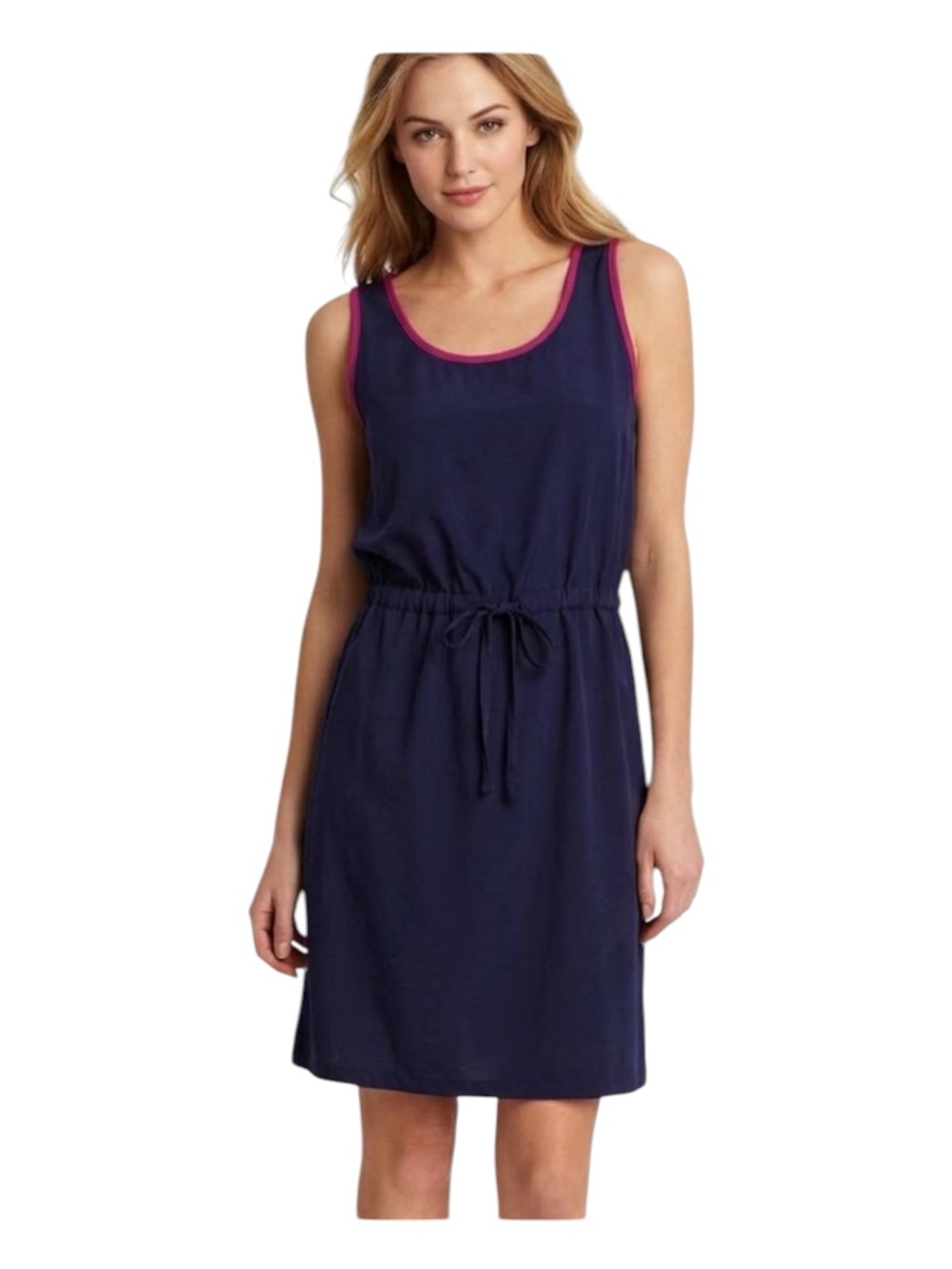 Gap Navy Blue Hot Pink Tank Racerback Dress Lightweight M Relaxed Fit